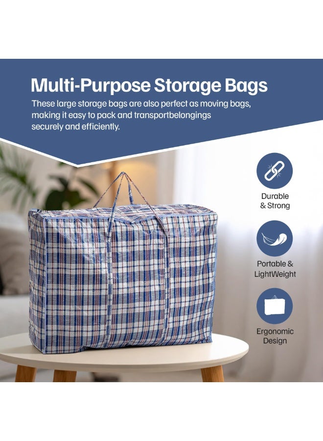 LODROC 5 PACKS Strong Laundry Bags,Shopping, Storage, Reusable Store, Cloth, Moving, Waterproof, Handles and Zipper Bags, Red, Black, Blue - 80cmx60cmx25cm - Image 3